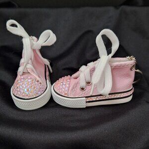 Light Pink Converse Style Keychain with Mermaid Drops, Bling Converse, Bling